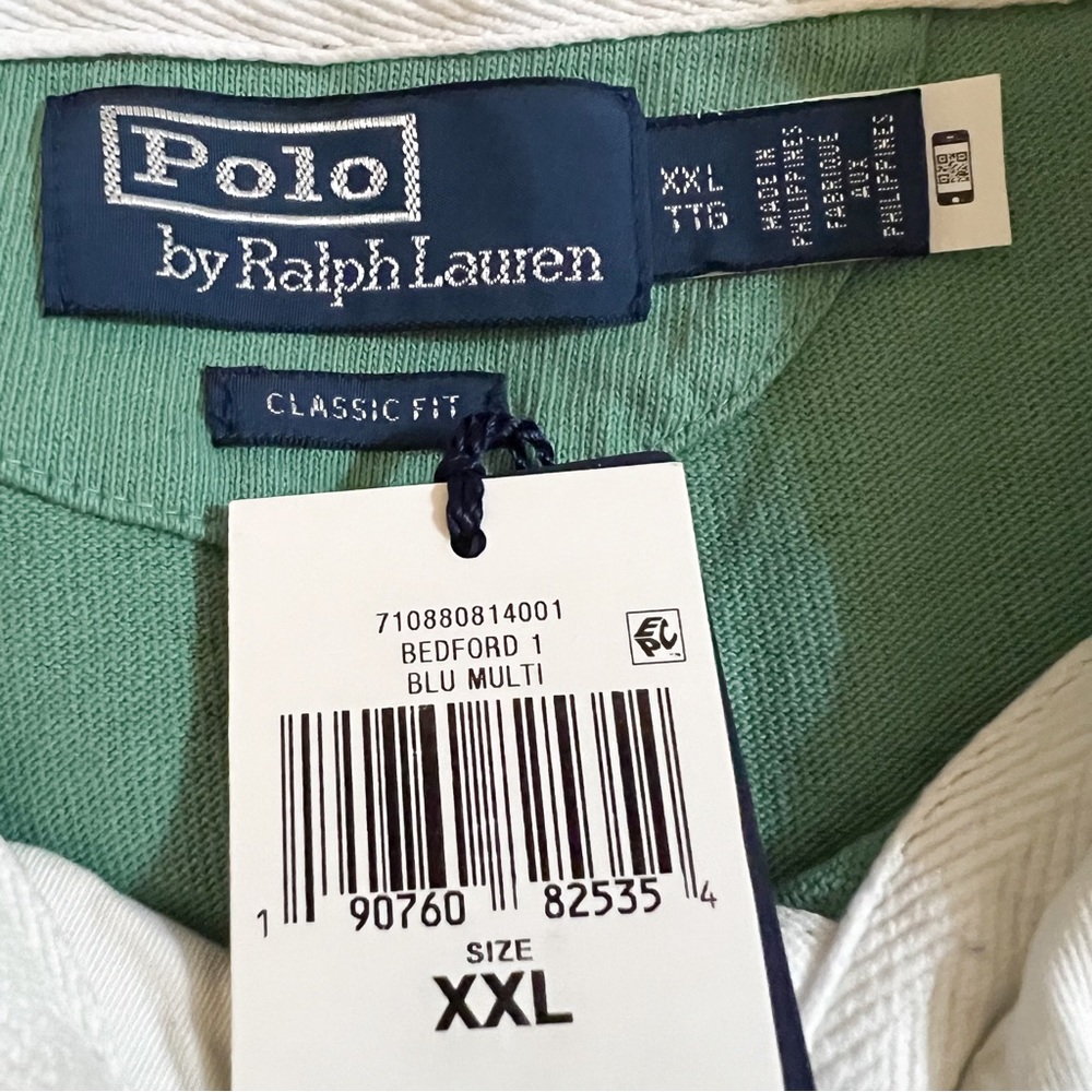 POLO RALPH LAUREN Blue Multi Classic Fit Striped Iconic Rugby Shirt🔥🔥🔥 - Picture 15 of 16